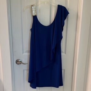 Betsy & Adam Royal Blue One-Shoulder Dress